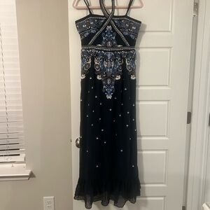 Altr’d State long navy patterned dress